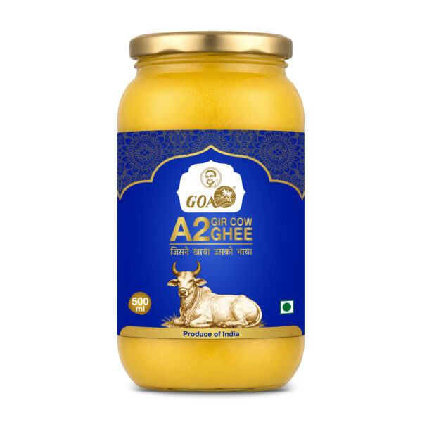 Goa A2 Cow Ghee 500ML - Glass Bottle with Carton Box & Thermocol Packaging