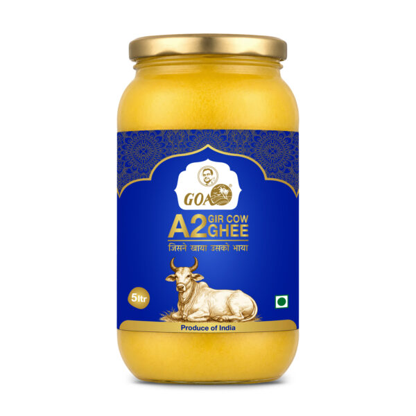 Goa A2 Cow Ghee 5Ltr. - Glass Bottle with Carton Box & Thermocol Packaging