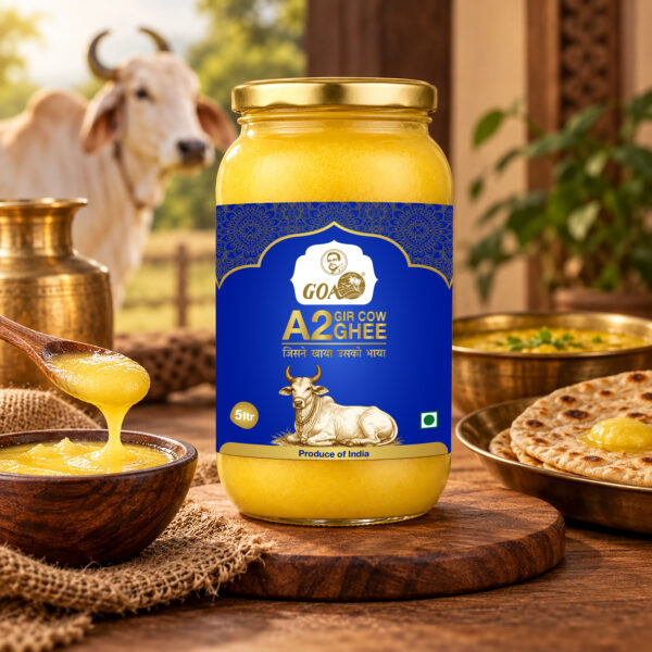 Goa A2 Cow Ghee 5Ltr. - Glass Bottle with Carton Box & Thermocol Packaging